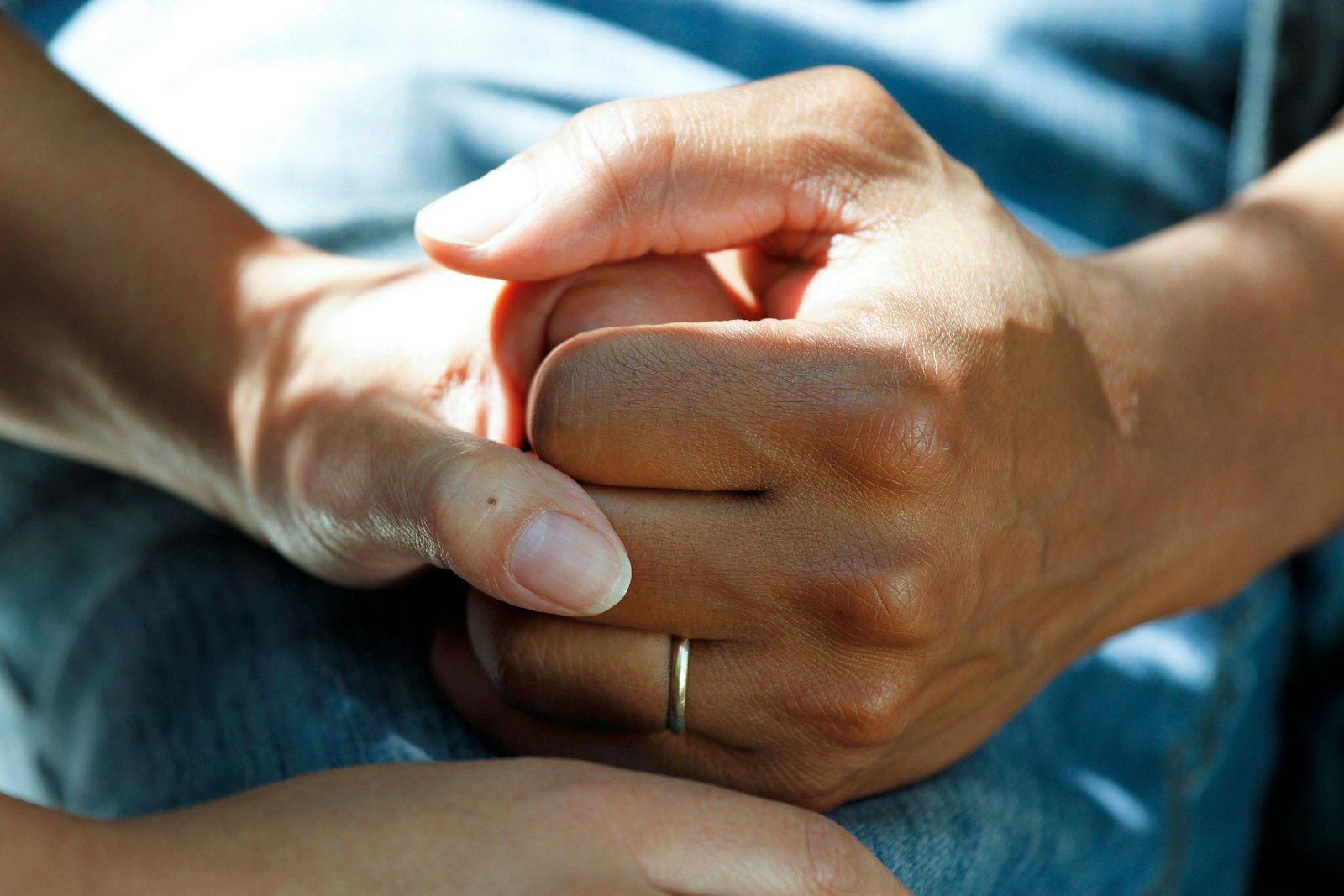 Supportive hands held together (stock photo)